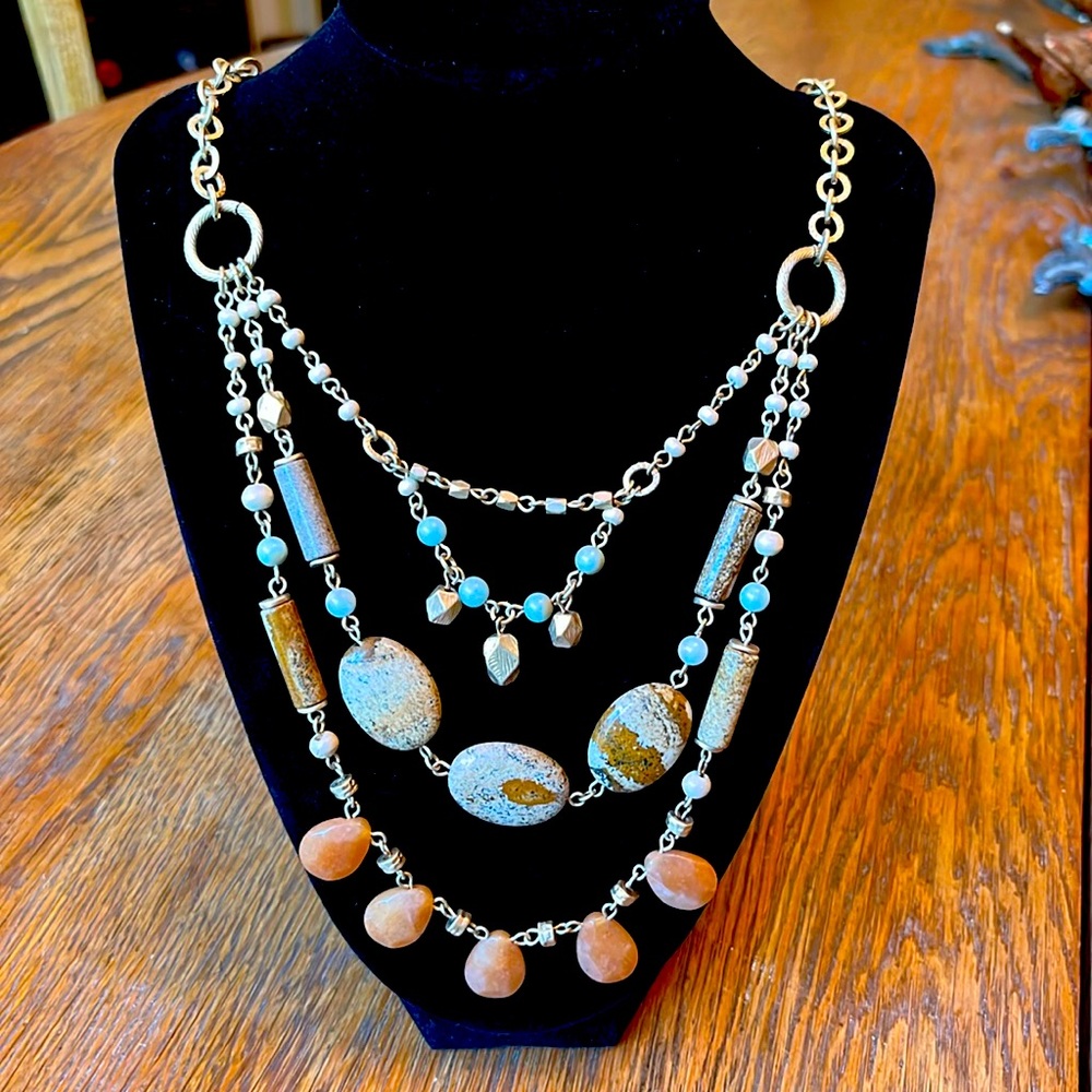 Beautiful layered adjustable Necklace in Earth Tones